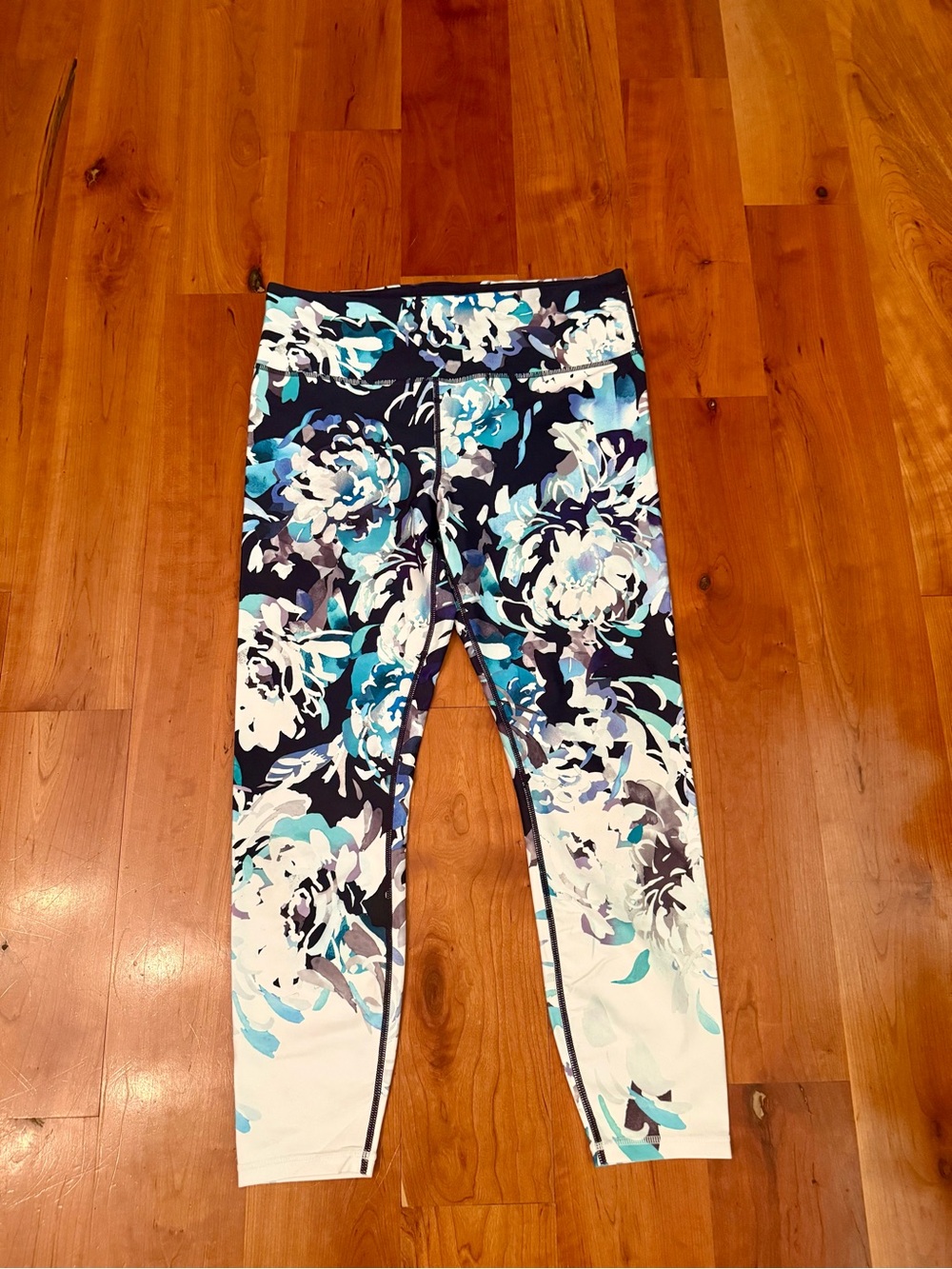 Floral Active Leggings in Teal and Navy